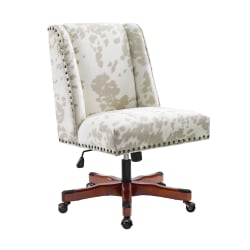 Linon Cooper Mid-Back Home Office Chair, Cow Print/Walnut