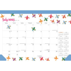 2023-2024 Plato 18-Month Monthly Desk Pad Calendar, 11" x 15-1/2", Busy Bees, July To December