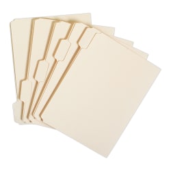 SKILCRAFT® File Folders, 1/5 Cut, Letter Size, 30% Recycled, Manila, Pack of 100