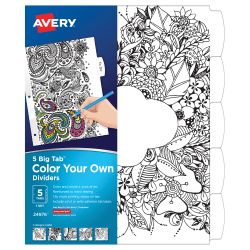 Avery® Big Tab Reversible Fashion Dividers, 8 1/2" x 11", Black/White, Pack Of 5