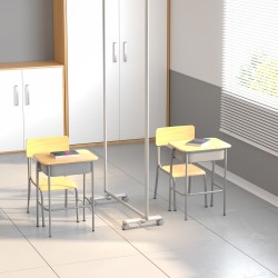 Flash Furniture Transparent Acrylic Mobile Partition With Lockable Casters, 72-3/16"H x 35-1/2"W x 14"D, Clear