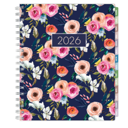 2025-2026 Global Excello Brands Essential PRO Daily/Weekly/Monthly Planner, 7" x 9", Small Navy Floral, November 2025 To December 2026