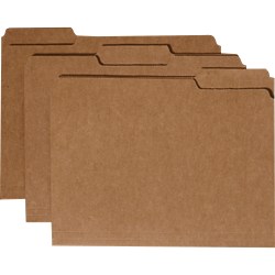 SKILCRAFT File Folders, 1/3 Cut, Letter Size, 30% Recycled, Kraft, Pack Of 100 (AbilityOne 7530-00-281-5939)