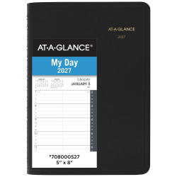 AT-A-GLANCE® 2027 Daily Quarter-Hour Appointment Book Planner, Black, Small, 5" x 8"