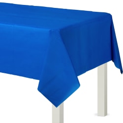 Amscan Flannel-Backed Vinyl Table Covers, 54" x 108", Bright Royal Blue, Set Of 2 Covers