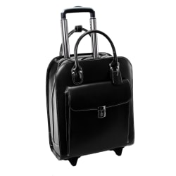 McKlein Uptown Vertical Wheeled Briefcase with 15" Laptop Pocket, Black