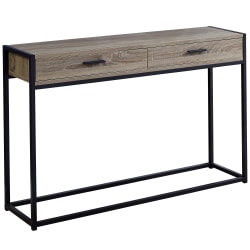 Monarch Specialties Accent Table With 2 Drawers, Rectangular, Dark Taupe/Black