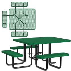 Leisure Craft Square ADA Outdoor Picnic Table, 29-1/4"H x 75"W x 80"D, Black/Green