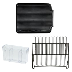 Better Houseware Dish Drain Board, Rack and Cutlery Caddy Kit, Black