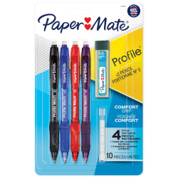 Paper Mate Profile Mechanical Pencils, 0.7 mm, HB #2 Lead, Assorted Barrel Colors, Pack Of 4 Pencils