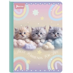 Norma Notebook, College Rule, 7-1/2" x 9-3/4", 100 Sheets, Cats, Total Qty 1
