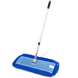 Gritt Commercial All-In-One Microfiber Dust Mop Set With 72" Telescopic Handle, 24", Blue/Silver