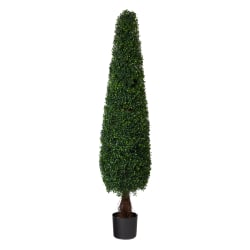 Nearly Natural Boxwood Topiary 5’H Artificial Tree With Planter, 60"H x 13"W x 13"D, Green/Black