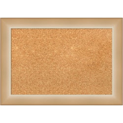 Amanti Art Rectangular Non-Magnetic Cork Bulletin Board, Natural, 21" x 15", Eva Ombre Gold Narrow Plastic Frame