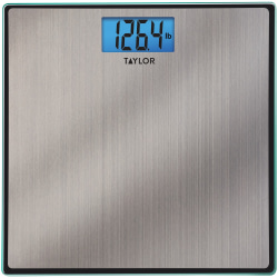 Taylor Precision Easy-To-Read 400 lb Capacity 74074102 Bathroom Scale, 11-13/16"H x 11-13/16"W x 2"D, Silver