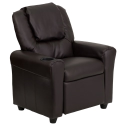 Flash Furniture Contemporary Kids' Recliner With Cup Holder And Headrest, Brown