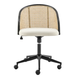 Eurostyle Dagmar Adjustable Fabric Low-Back Office Task Chair With Cane Back, Black/Natural