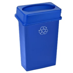 Alpine Industries Trash Can Recycle Bin With Drop Slot Lid, 23 Gallons, Blue