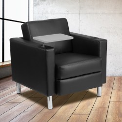 Flash Furniture LeatherSoft™ Faux Leather Tablet-Arm Guest Chair, Black