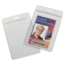 Custom Full Color Plastic Photo Vertical ID Badge With Slot 3 38 x 2 18 -  Office Depot