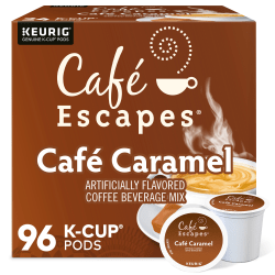 Café Escapes Café Caramel Keurig Single-Serve K-Cup Pods, 24 Pods Per Pack, Case Of 4 Packs