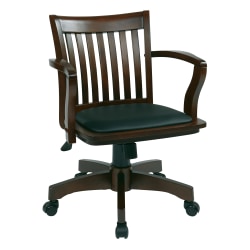 Office Star™ Deluxe Wood Banker's Chair With Padded Seat, Black/Espresso