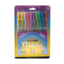 Sakura Gelly Roll Metallic Pens, Assorted Colors, 10 Pens Per Set, Pack Of 2 Sets
