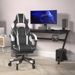 Flash Furniture X40 Ergonomic Faux Leather Racing Computer Gaming Chair, Black/White