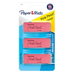Paper Mate® Pink Pearl® Erasers, Medium, Pack Of 3