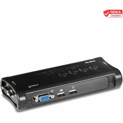 TRENDnet 4-Port USB KVM Switch Kit, VGA And USB Connections, 2048 x 1536 Resolution, Cabling Included, Control Up To 4 Computers, Compliant With Window, Linux, and Mac OS, TK-407K - 4-port USB KVM Switch Kit (Include 4 x KVM Cables)