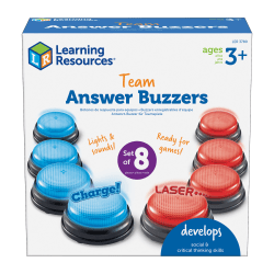 Learning Resources Team Answer Buzzers, Blue/Red, Pack Of 8 Buzzers