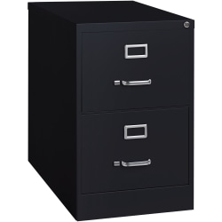 Lorell® Fortress 26-1/2"D Vertical 2-Drawer Legal-Size File Cabinet, Black