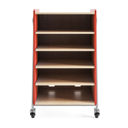 Safco® Whiffle Double-Column 4-Shelf Rolling Storage Cart, 48"H x 30"W x 19-3/4"D, Red