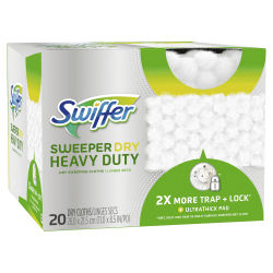 Swiffer Sweeper Heavy-Duty Microfiber Dry Sweeping Cloths, White, Pack Of 20