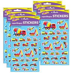 Trend superShapes Stickers, Construction Vehicles, 200 Stickers Per Pack, Set Of 6 Packs