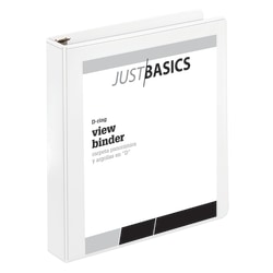 Just Basics® Basic View 3-Ring Binder, 1 1/2" D-Rings, White