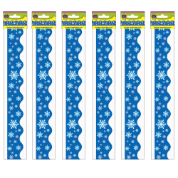 Teacher Created Resources Border Trim, Snowflakes, 35' Per Pack, Set Of 6 Packs