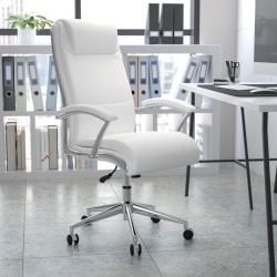 Flash Furniture Faux Leather High-Back Designer Smooth Executive Office Chair, White