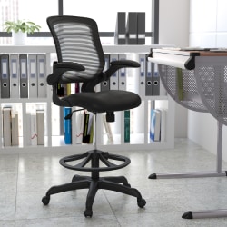 Flash Furniture Ergonomic Mesh Mid-Back Drafting Chair, Black