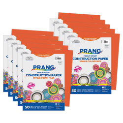 Prang Construction Paper, Medium Weight, 9" x 12", Orange, 50 Sheets Per Pack, Set Of 10 Packs