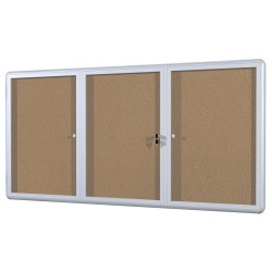 MasterVision™ Anodized Aluminum Frame Enclosed Cork Bulletin Board, 3 Doors, 36" x 72"