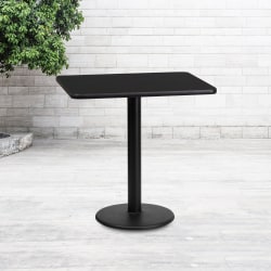 Flash Furniture Rectangular Laminate Table Top With Round Table Height Base, 31-3/16"H x 24"W x 30"D, Black