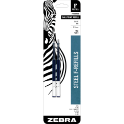 Zebra® Pen F-Series Pen Refills, Pack Of 2, Fine Point, Blue Ink