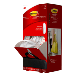 3M™ Command™ Damage-Free Removable Hooks, Cabinet, 3"H x 1"W x 1"D, White, Pack of 50 Hooks and Medium Strips