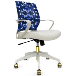 Raynor Elizabeth Sutton Gramercy Fabric Mid-Back Task Chair, Blue Prism/White/Gold