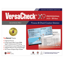 VersaCheck® X9 INKcrypt Professional Software, 2023, For 20 Users, Windows® 8.1/10/11, Disc/Product Key