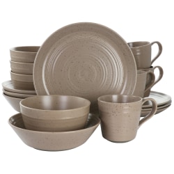 Bee and Willow Milbrook 16-Piece Stoneware Dinnerware Set, Mocha