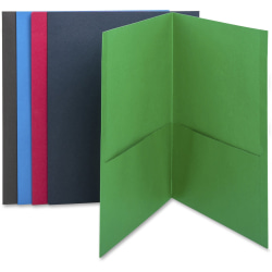 Business Source Letter Recycled Pocket Folder - 8 1/2" x 11" - 100 Sheets Capacity - Paper - Assorted - 35% Recycled - 25/Box - 78502