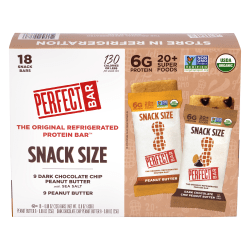 Perfect Bar Protein Bars, Peanut Butter And Chocolate Chip, 0.88 Oz, Pack Of 18 Bars