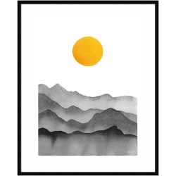 Amanti Art Black Yellow Mountain Range Silhouette by Cat Coquillette Wood Framed Wall Art Print, 41"H x 33"W, Black